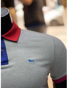 Pull Harmont & Blaine Gris Col Polo Bleu demi-manches - Élégance décontractée 2