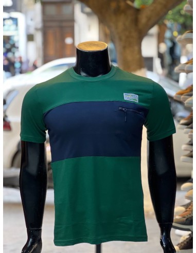 Pull Polo Ralph Lauren vert avec bande bleue demi-manches l Élégance décontractée