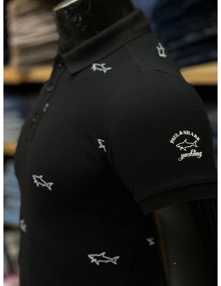 Pull Paul & Shark Noir Col Polo Demi-manches : Élégance et Décontraction
