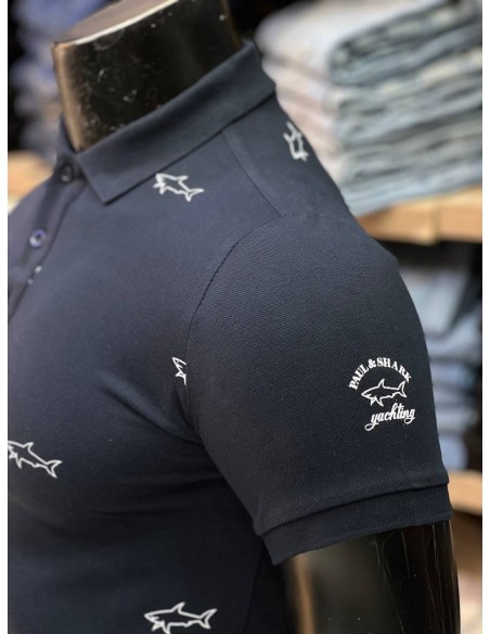 Pull Paul & Shark Bleu nuit Col Polo Demi-manches : Élégance et Décontraction