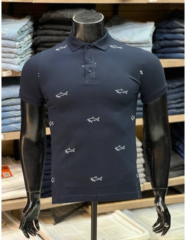 Pull Paul & Shark Bleu nuit Col Polo Demi-manches : Élégance et Décontraction