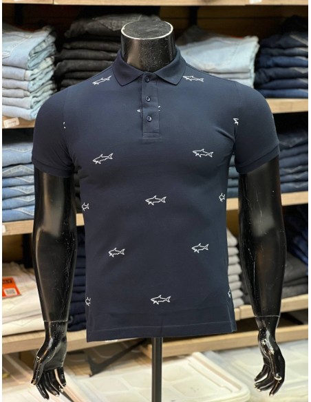 Pull Paul & Shark Bleu nuit Col Polo Demi-manches : Élégance et Décontraction