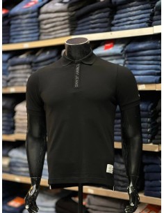 Pull Tommy Hilfiger - Pull Noir Col Polo demi-manches - Sobriété raffinée