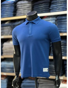 Pull Tommy Hilfiger - Pull Bleu Col Polo demi-manches - Sobriété raffinée