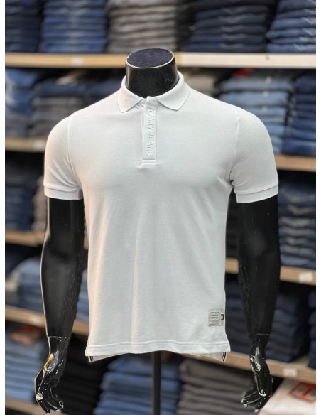 Pull Tommy Hilfiger - Pull Blanc Col Polo demi-manches - Sobriété raffinée