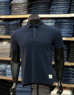 Pull Tommy Hilfiger - Pull Bleu marine Col Polo demi-manches - Sobriété raffinée